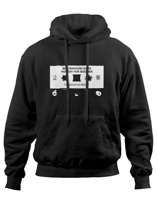 Cassette Hoodie (white on black)